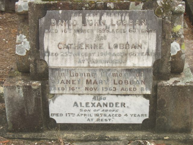 Photo of headstones/David John Lobban d1898 hdstn The Bight Wingham cem NSW